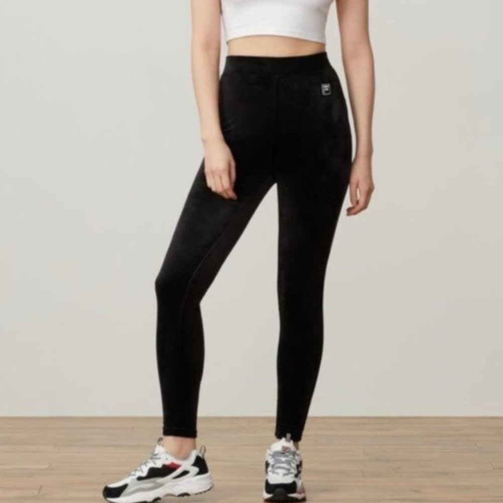 Fila Velour Mid-Waisted Leggings - Black - S